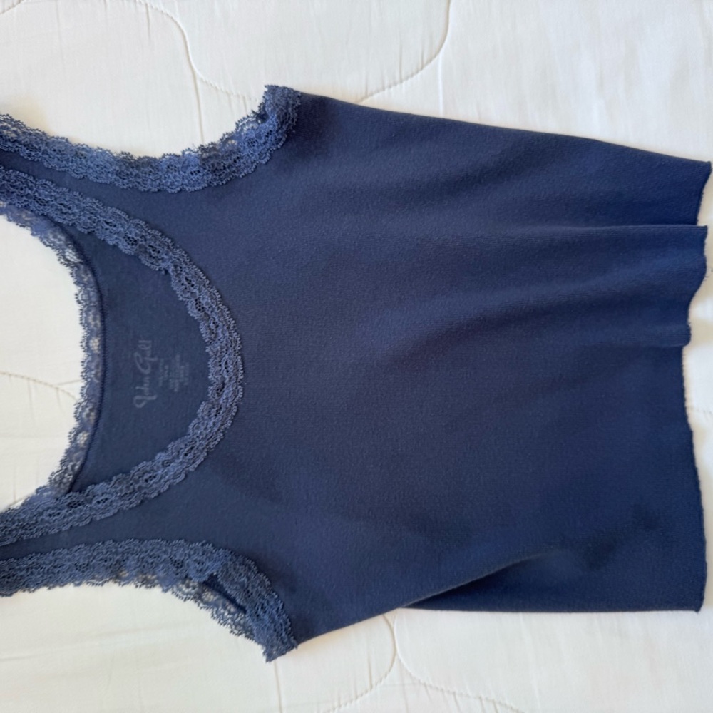 Brandy Melville Blue Lace Trim Tank Top